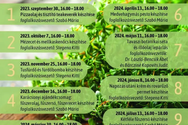 Gyógynövény évkör - programsorozat